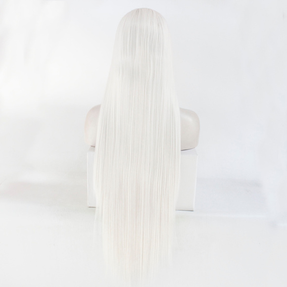 Long 30 Inch White Color Lace Front Wigs - Picture 5 of 5